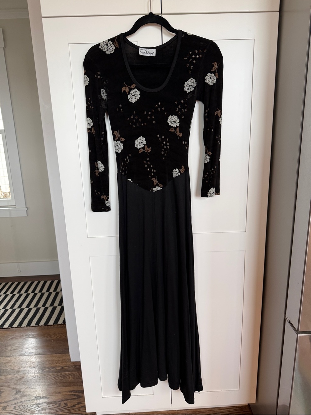 Vintage Black Floral Maxi Dress